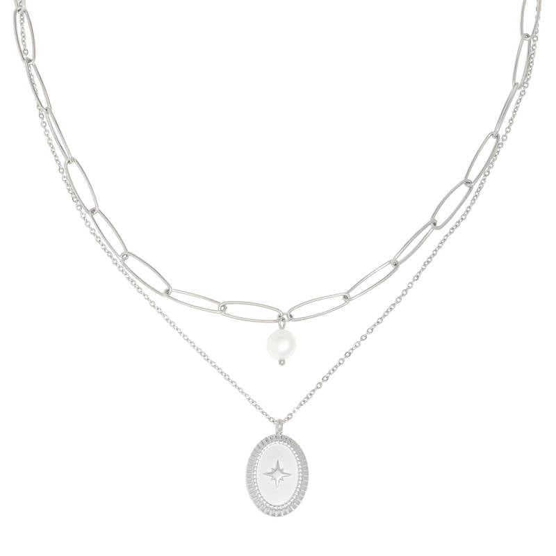 Pretty in Pearl Necklace — Zilver