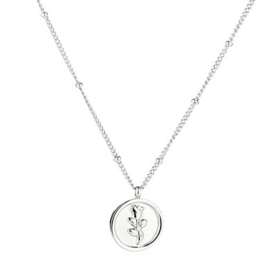 Rose Medaille Necklace — Zilver